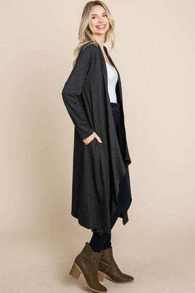 Culture Code Open Front Longline Cover Up with Pockets - Trendsi - Flyclothing LLC