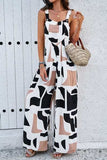 Printed Wide Strap Jumpsuit with Pockets - Trendsi - Flyclothing LLC