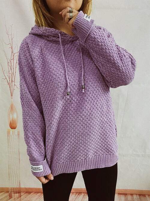 Drawstring Long Sleeve Hooded Sweater - Trendsi - Flyclothing LLC