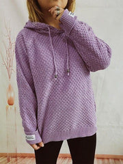 Drawstring Long Sleeve  Hooded Sweater - Trendsi