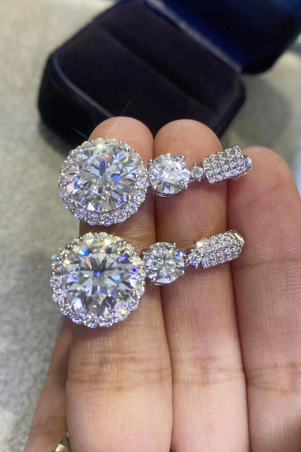 12 Carat Moissanite Platinum-Plated Drop Earrings - Trendsi