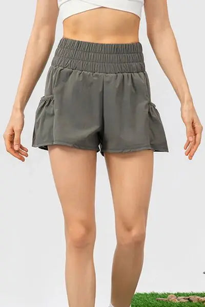 Elastic Waist Pocketed Active Shorts - Trendsi - Flyclothing LLC