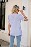 Eyelet Flounce Sleeve Scalloped V-Neck Top - Trendsi - Flyclothing LLC
