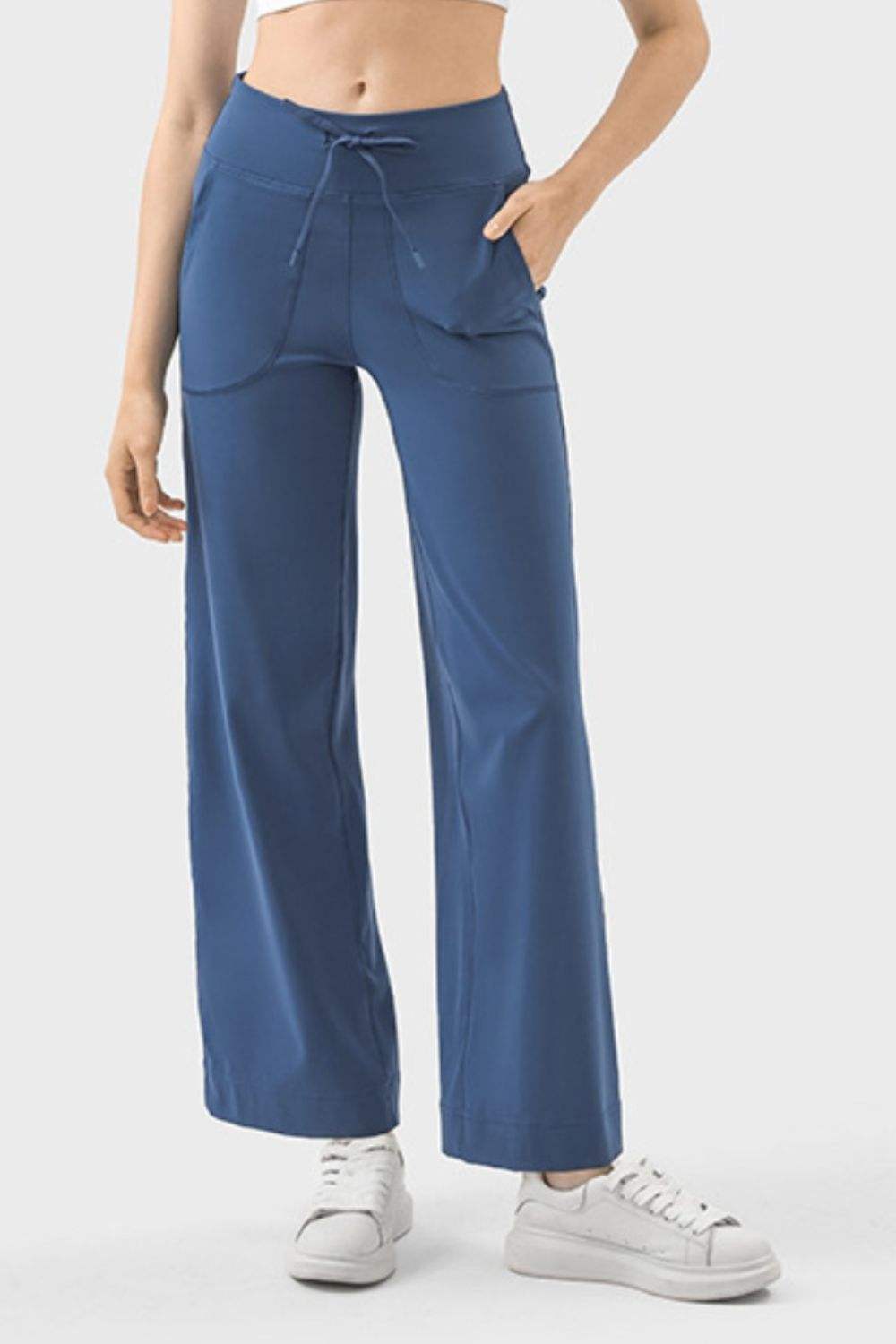 Drawstring Active Pants with Pockets - Trendsi - Flyclothing LLC