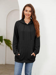 Raglan Sleeve Front Pocket Hoodie - Trendsi