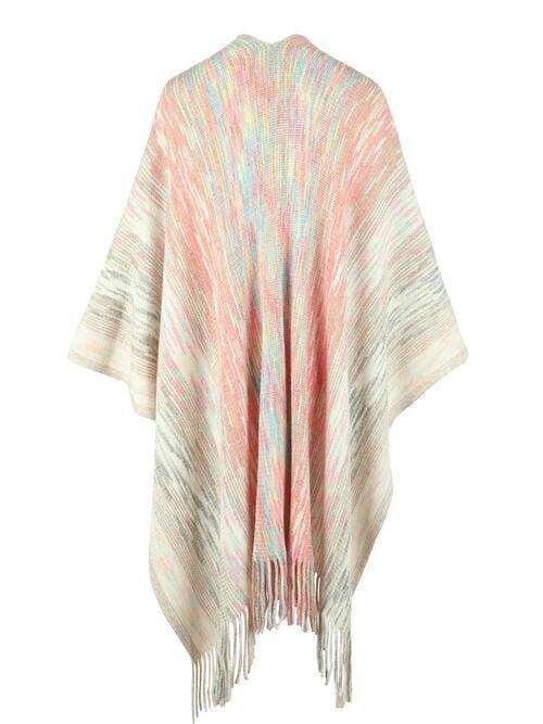 Heathered Fringe Hem Poncho - Trendsi - Flyclothing LLC
