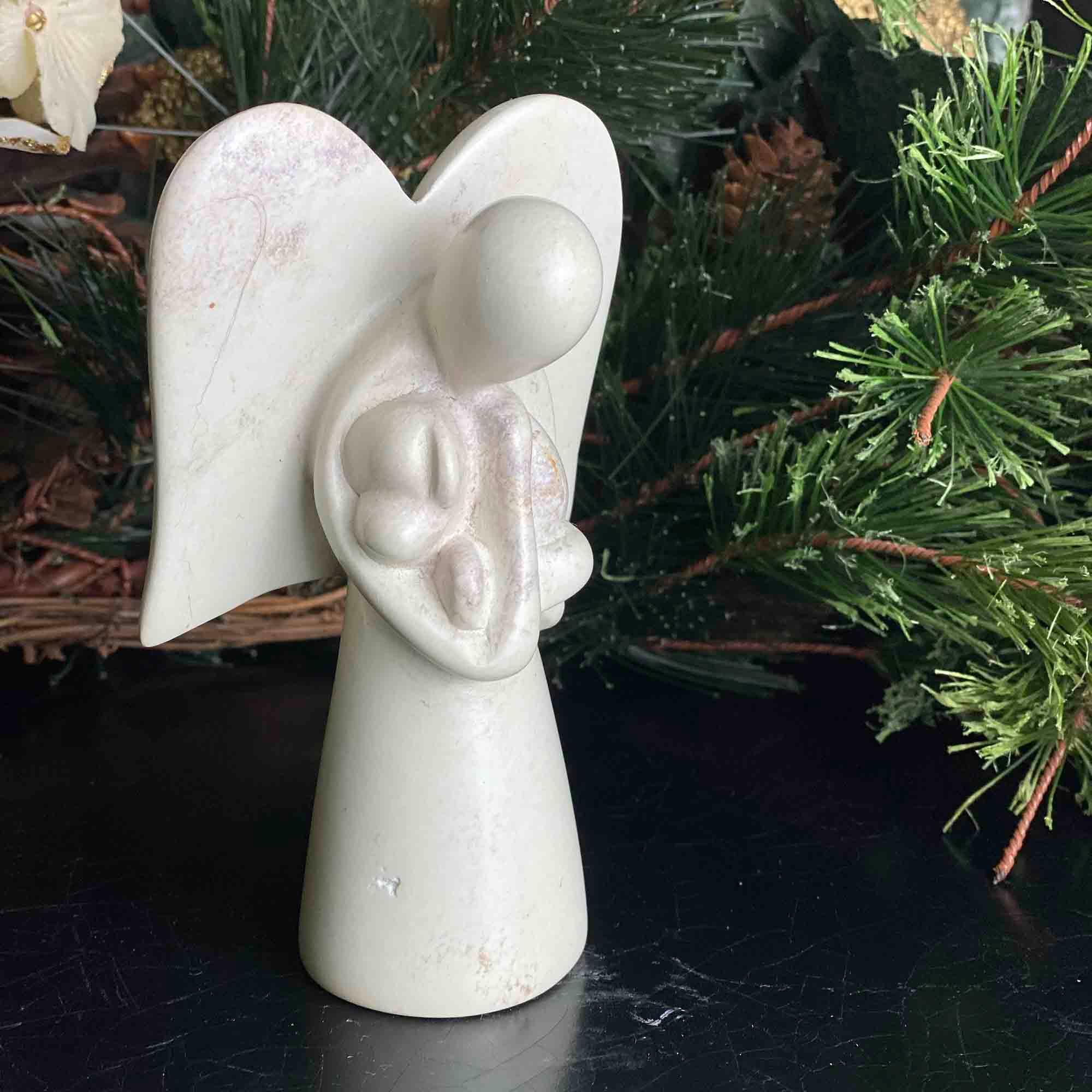 Angel Soapstone Sculpture Holding Dog - Flyclothing LLC