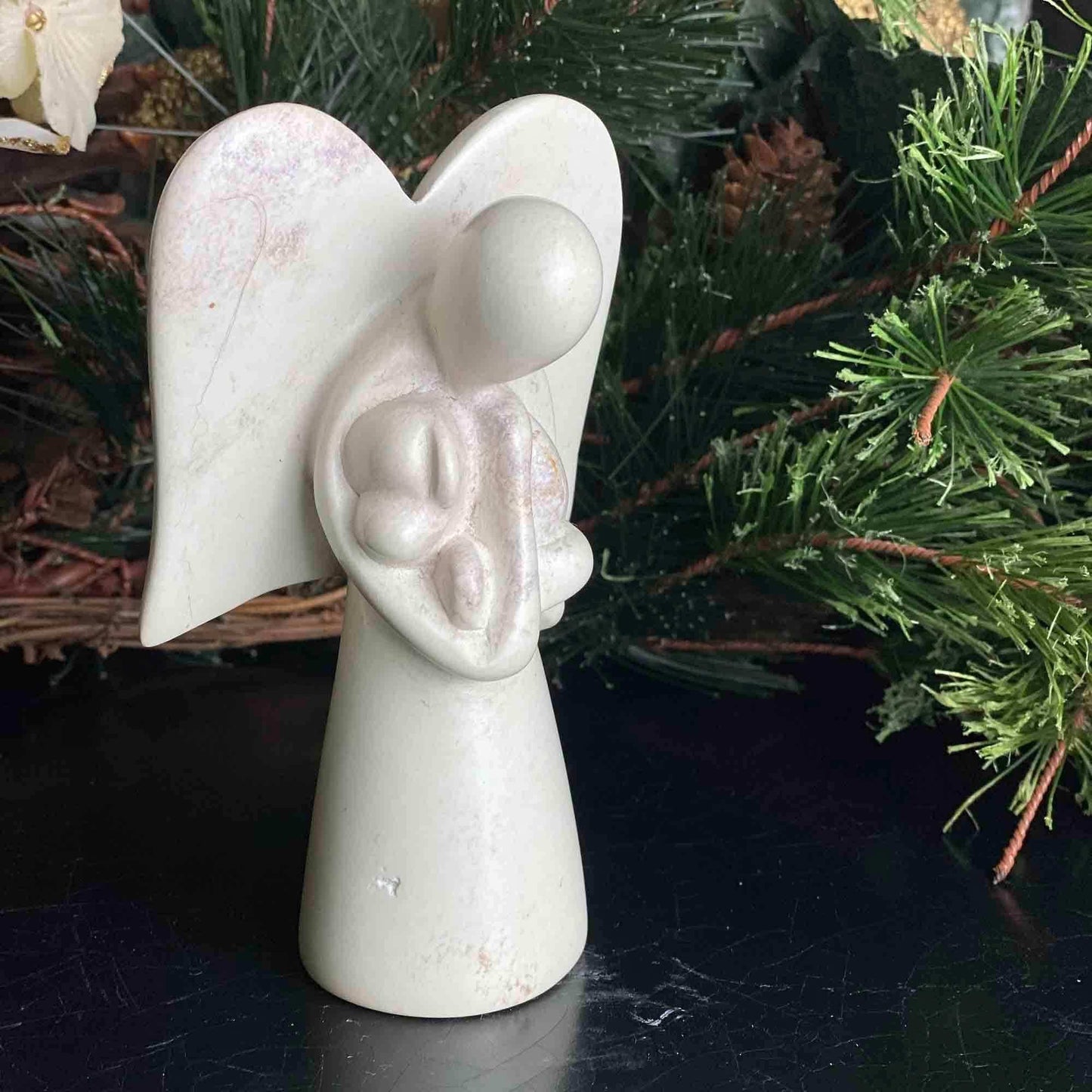 Angel Soapstone Sculpture Holding Dog - SMOLArt - Flyclothing LLC