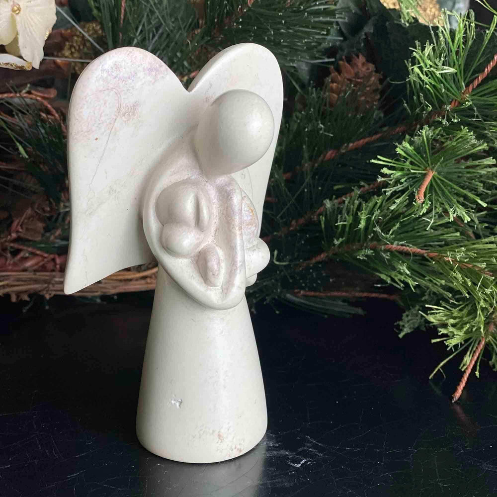 Angel Soapstone Sculpture Holding Dog - SMOLArt - Flyclothing LLC
