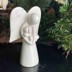 Angel Soapstone Sculpture Holding Dog - SMOLArt