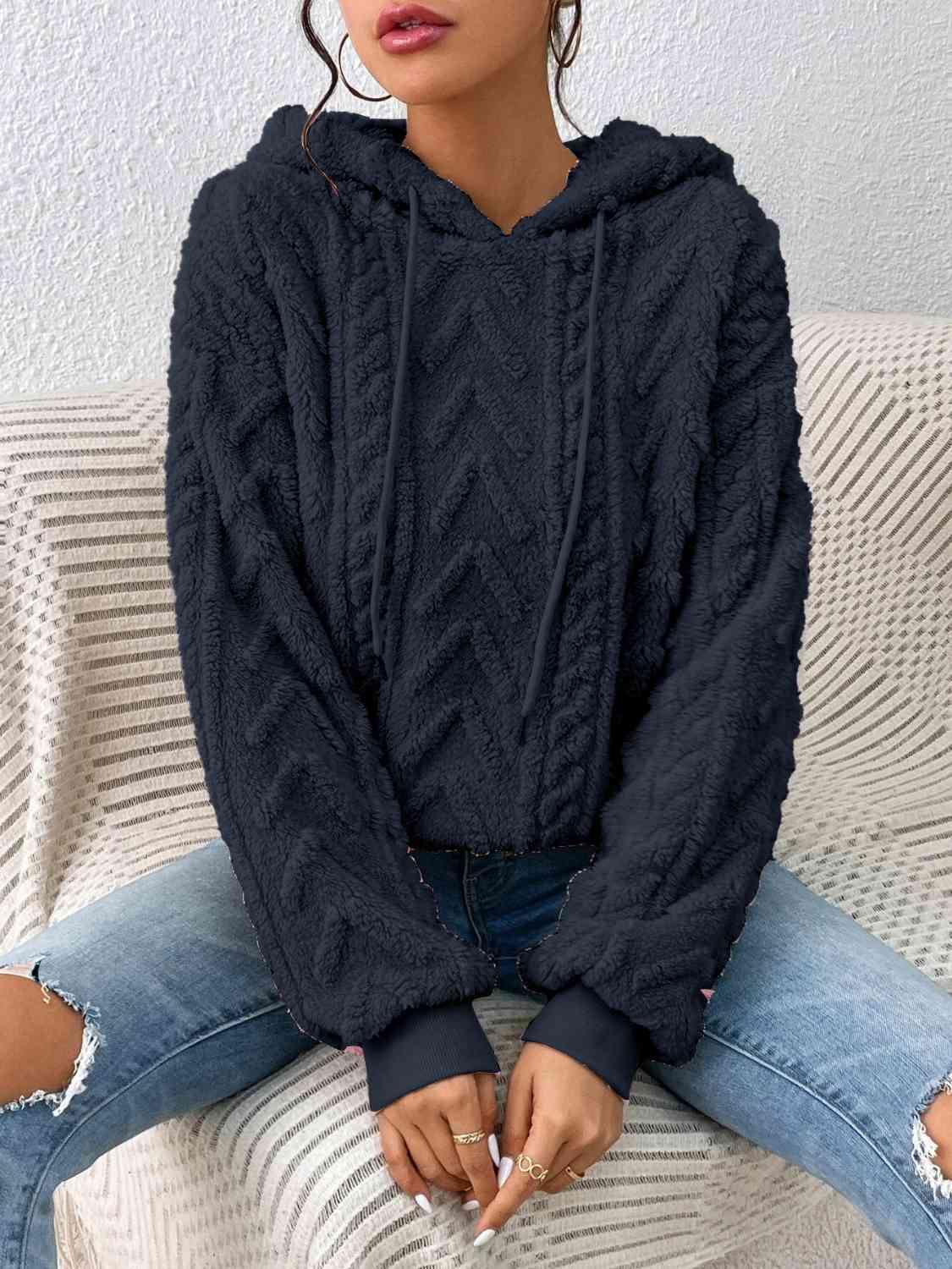 Drawstring Long Sleeve Hoodie - Trendsi