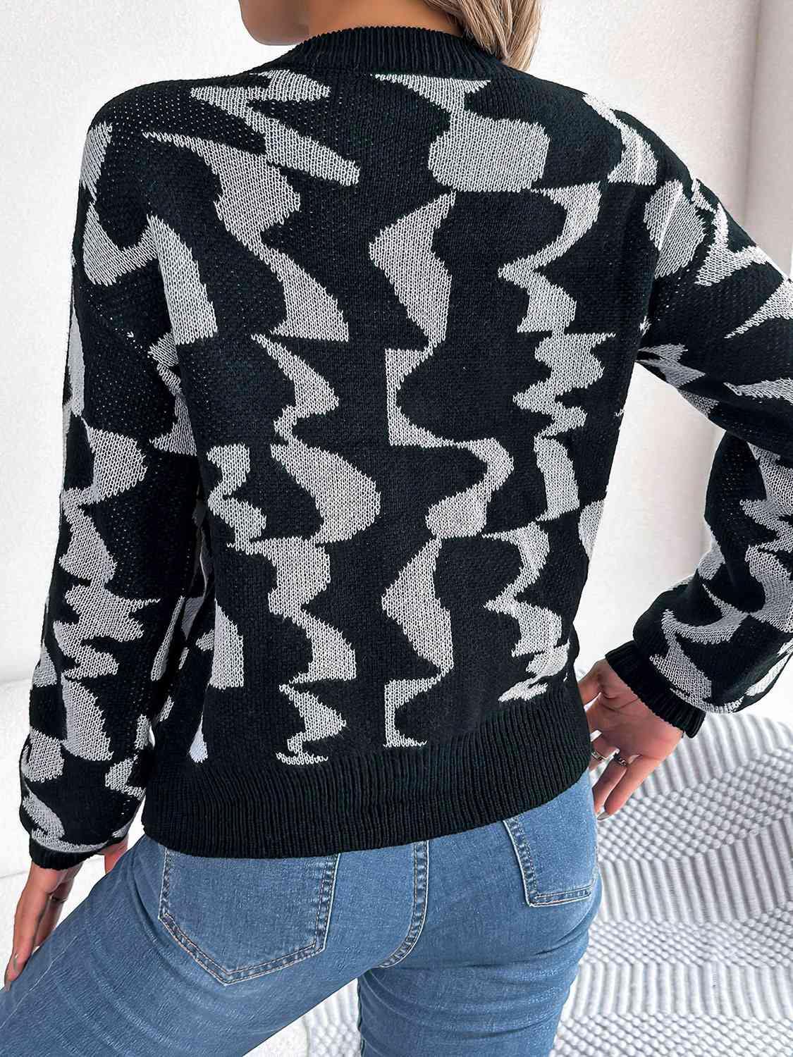 Round Neck Long Sleeve Sweater - Trendsi
