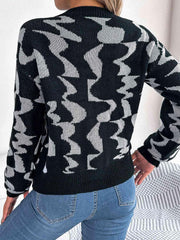 Round Neck Long Sleeve Sweater - Trendsi