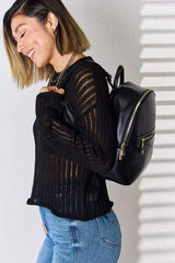 David Jones PU Leather Backpack - Trendsi - Flyclothing LLC