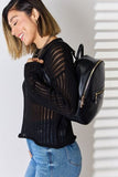 David Jones PU Leather Backpack - Trendsi
