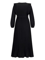 Pleated Surplice Tie Waist Maxi Dress - Trendsi