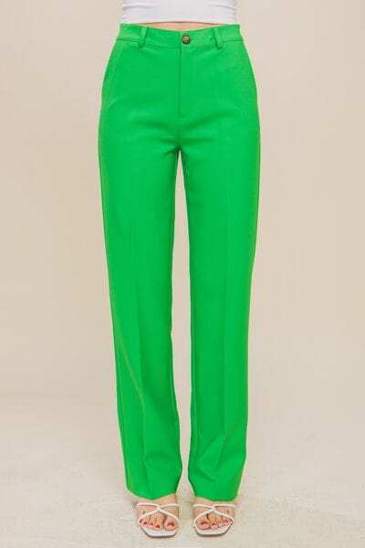 LOVE TREE High Waist Straight Pants - Trendsi - Flyclothing LLC