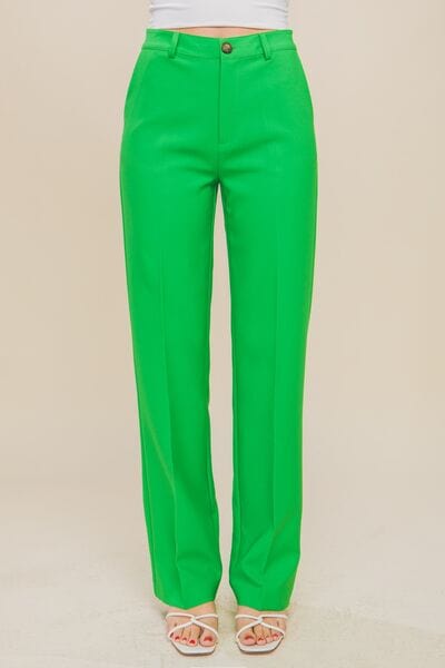 LOVE TREE High Waist Straight Pants - Trendsi