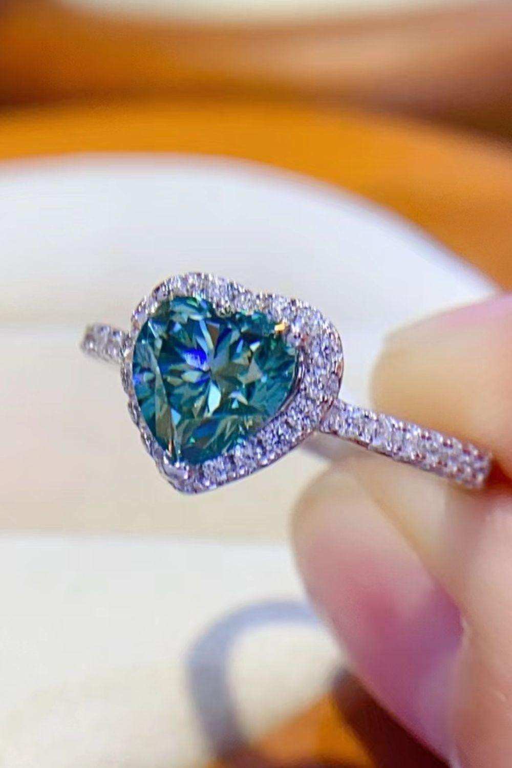 1-Carat Moissanite Heart Ring - Trendsi - Flyclothing LLC
