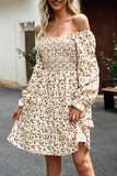 Smocked Flounce Sleeve Ruffled Dress - Trendsi