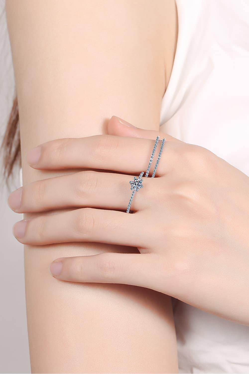 Moissanite 925 Sterling Silver Ring Set - Trendsi