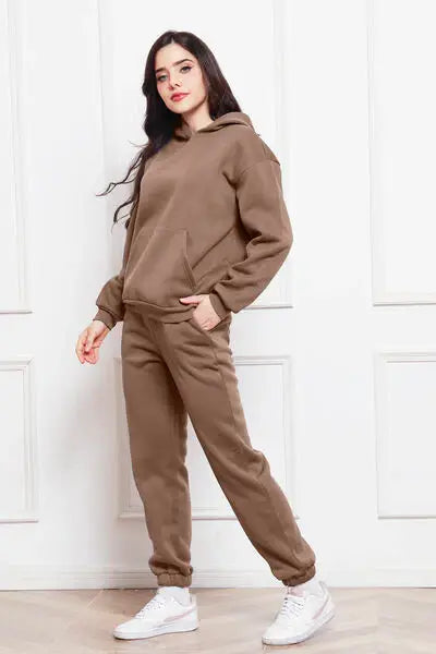 Drop Shoulder Long Sleeve Hoodie and Pants Set - Trendsi - Flyclothing LLC