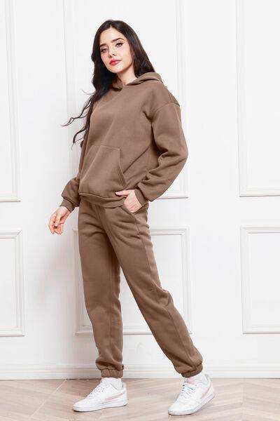 Drop Shoulder Long Sleeve Hoodie and Pants Set - Trendsi - Flyclothing LLC