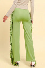 Fringe Trim Wide Leg Pants - Trendsi - Flyclothing LLC