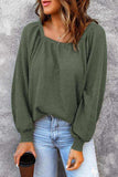 Square Neck Waffle-Knit Top - Trendsi - Flyclothing LLC