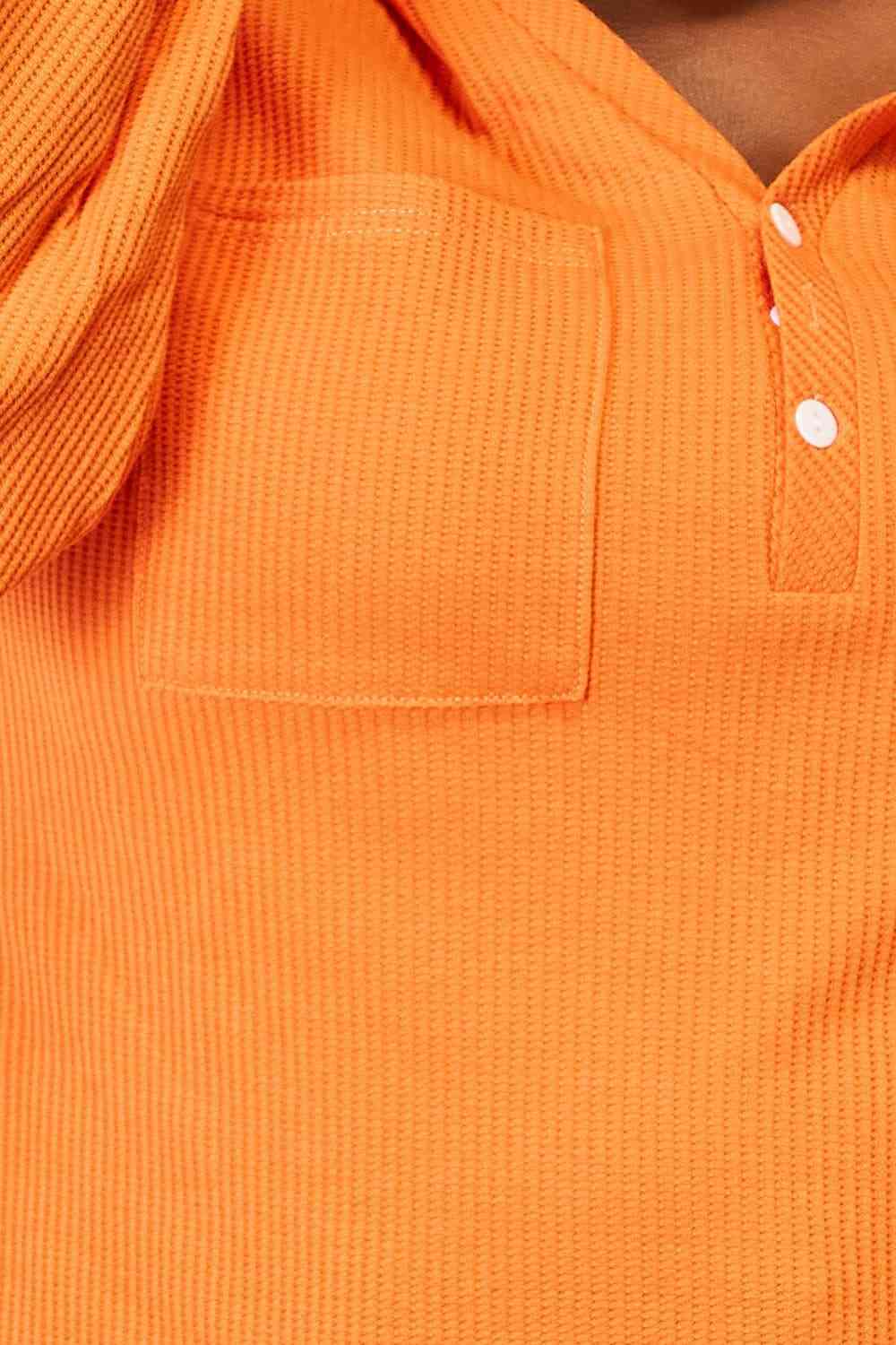 Basic Bae Side Slit Buttoned Waffle Knit Hoodie - Trendsi - Flyclothing LLC