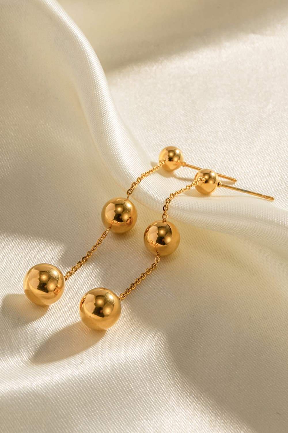 Ball Bead and Chain Stainless Steel Earrings - Trendsi - Flyclothing LLC