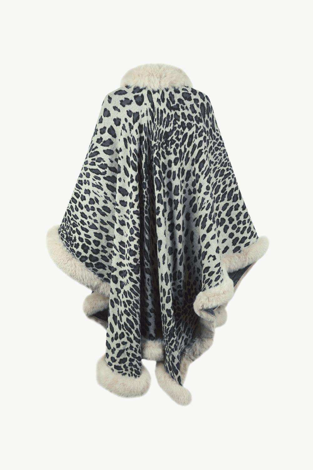 Leopard Open Front Poncho - Trendsi - Flyclothing LLC