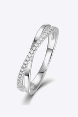 925 Sterling Silver Crisscross Moissanite Ring - Trendsi - Flyclothing LLC