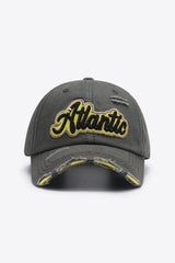 ATLANTIC Graphic Distressed Baseball Cap - Trendsi