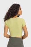 Round Neck Short Sleeve Cropped Sports T-Shirt - Trendsi