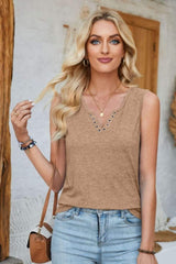 Heathered Notched Wide Strap Tank - Trendsi - Flyclothing LLC