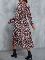 Floral V-Neck Slit Midi Dress - Trendsi - Flyclothing LLC