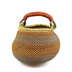 Bolga Pot Design Market Basket, Mixed Colors - Gitzell