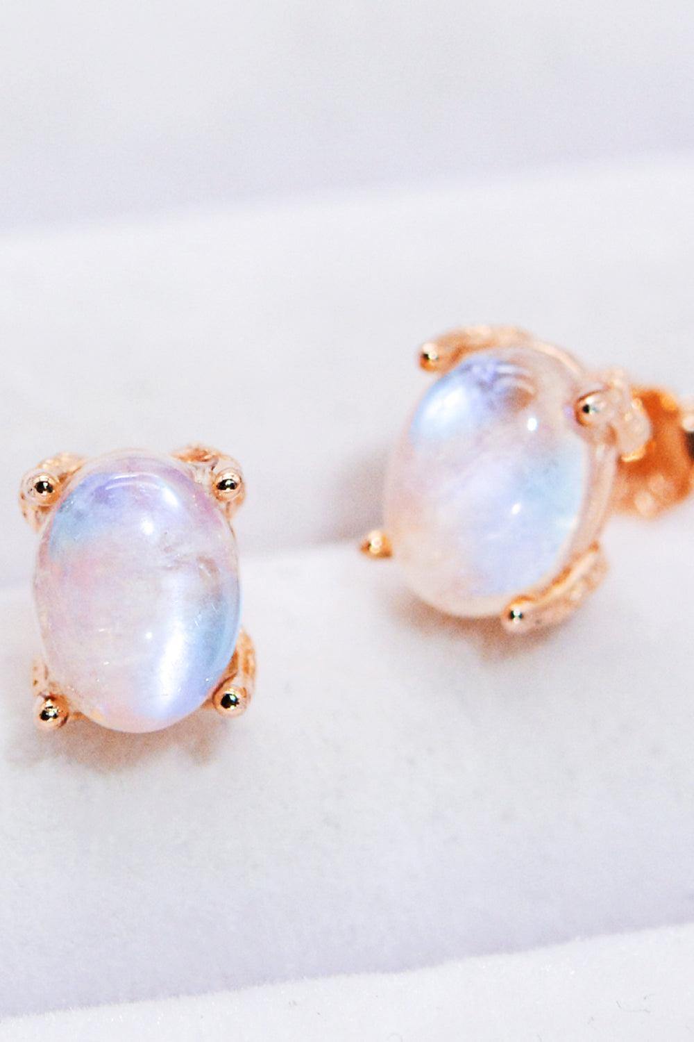 Natural Moonstone 4-Prong Stud Earrings - Trendsi