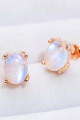 Natural Moonstone 4-Prong Stud Earrings - Trendsi