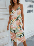 Printed Tie-Waist Spaghetti Strap Dress - Trendsi - Flyclothing LLC