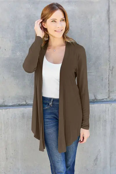 Basic Bae Full Size Open Front Long Sleeve Cover Up - Trendsi - Flyclothing LLC