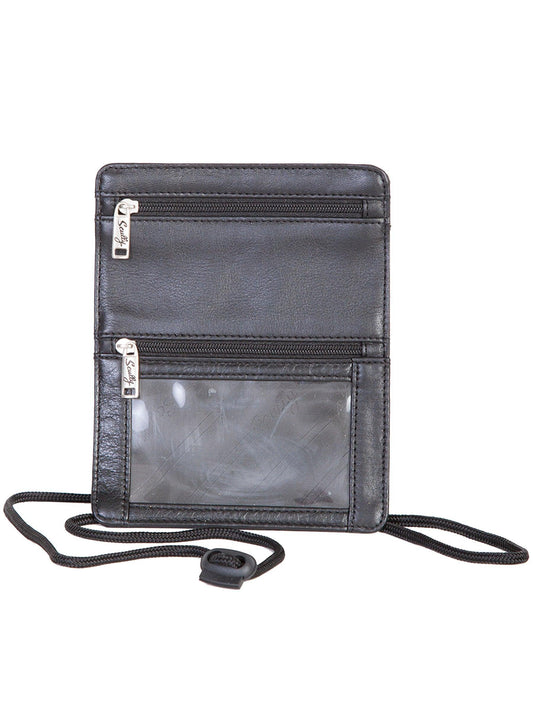 Scully BLACK AIRPORT ID HOLDER W/CORD - Scully Leather
