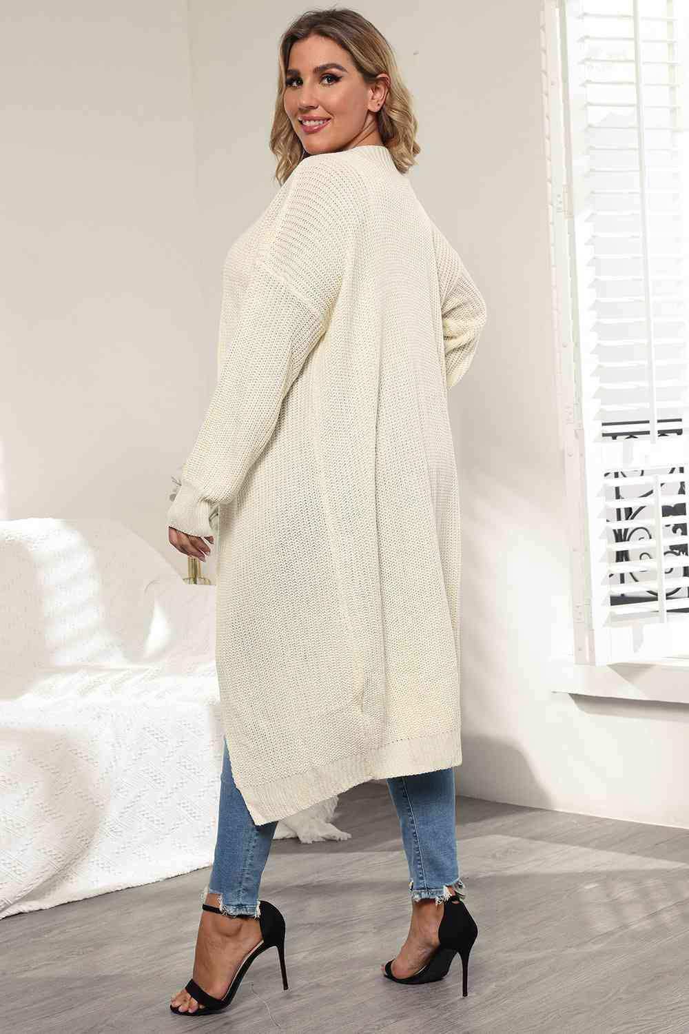 Plus Size Open Front Long Sleeve Cardigan - Trendsi - Flyclothing LLC