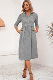 Plaid Collared Neck Midi Dress - Trendsi - Flyclothing LLC