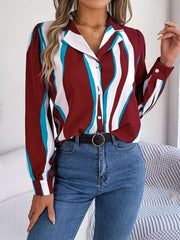 Printed Button Up Long Sleeve Shirt - Trendsi