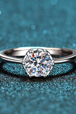 1 Carat Moissanite Rhodium-Plated Solitaire Ring - Trendsi - Flyclothing LLC