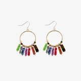 Multicolored Stone Dangle Earrings - Trendsi