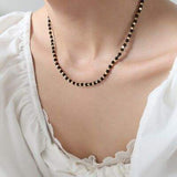 Agate Beaded Titanium Steel Necklace - Trendsi - Flyclothing LLC