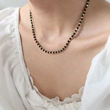 Agate Beaded Titanium Steel Necklace - Trendsi - Flyclothing LLC